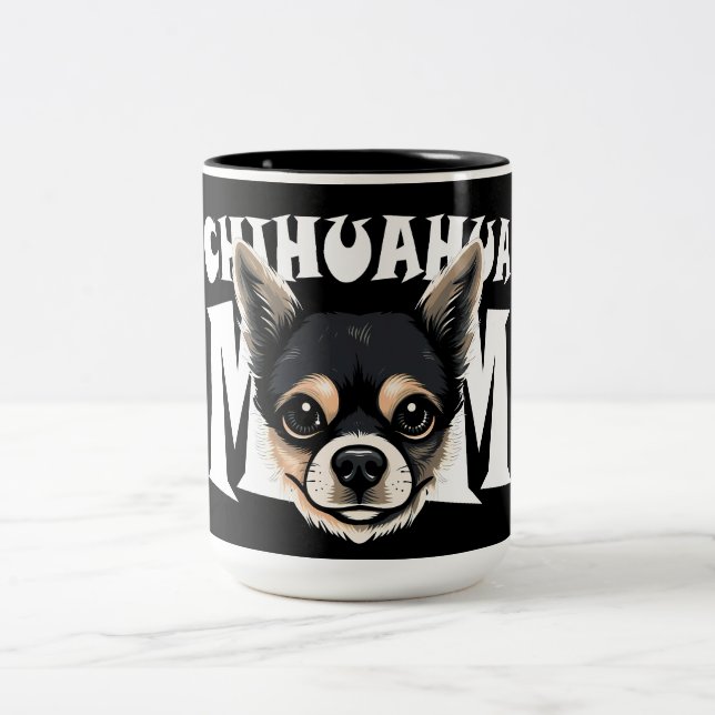 Chihuahua Mom Cute Chihuahua Momma Puppy Dog Two-Tone Coffee Mug (Center)