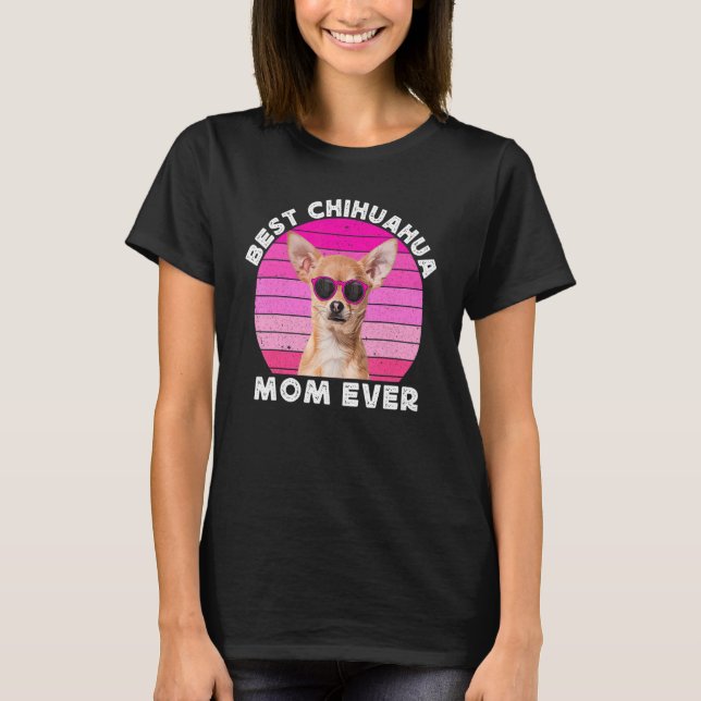 Chihuahua Mom For Women Retro Brown Chiwawa  Dog M T-Shirt (Front)