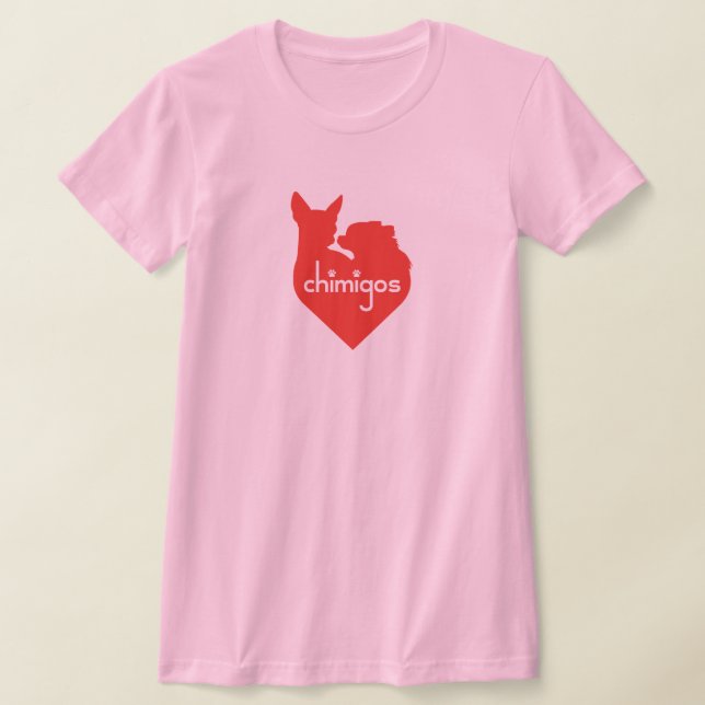 Chihuahua Mom Love Heart Chimigos Logo  T-Shirt (Laydown)