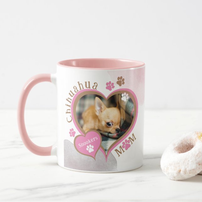 Chihuahua Mom Personalized Photo Mug (With Donut)
