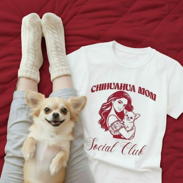 Chihuahua Mom Social Club Line Art Dog Owner Gift  T-Shirt (Chihuahua Mom Social Club Line Art Dog Owner Gift T-Shirt.)