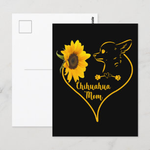 Chihuahua Mom With Sunflower Heart Mother's Day Postcard
