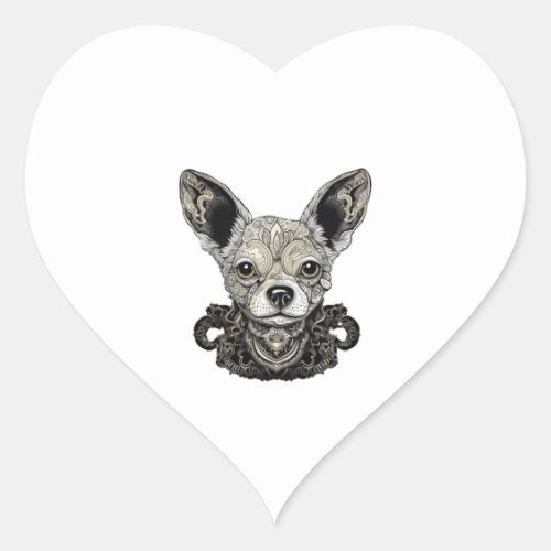 Chihuahua Mosaic Geometrical Art Dog Heart Sticker