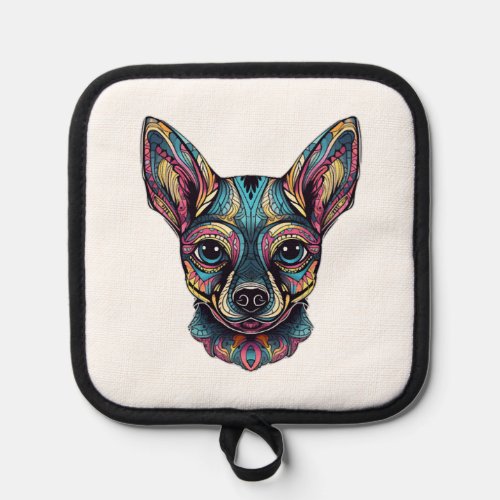 Chihuahua  Mosaic  Geometrical  Art  Dog        Pot Holder