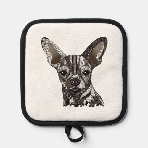 Chihuahua  Mosaic  Geometrical  Art  Dog           Pot Holder