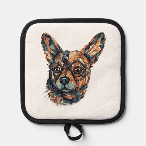 Chihuahua  Mosaic  Geometrical  Art  Dog    Pot Holder