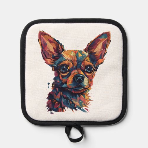 Chihuahua  Mosaic  Geometrical  Art  Dog         Pot Holder