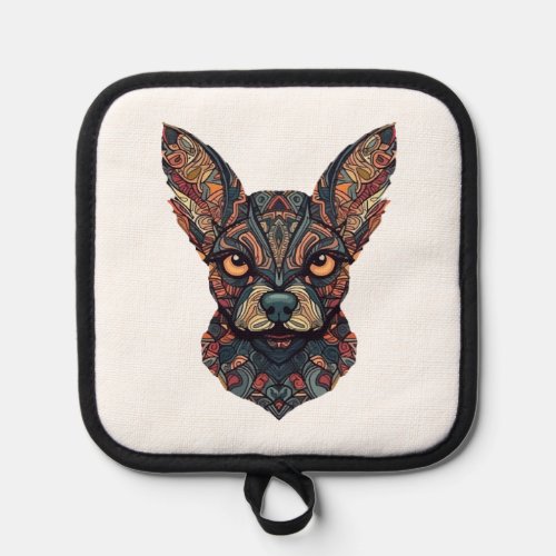 Chihuahua  Mosaic  Geometrical  Art  Dog       Pot Holder