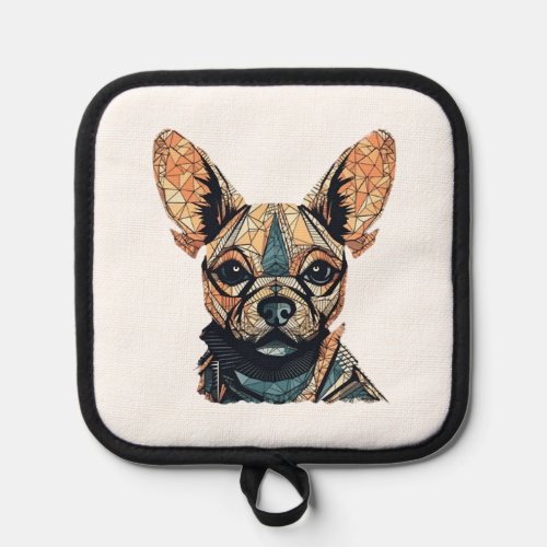 Chihuahua  Mosaic  Geometrical  Art  Dog   Pot Holder