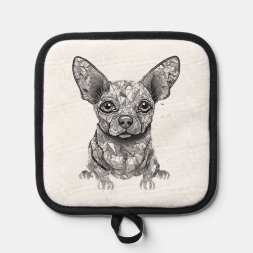 Chihuahua  Mosaic  Geometrical  Art  Dog     Pot Holder