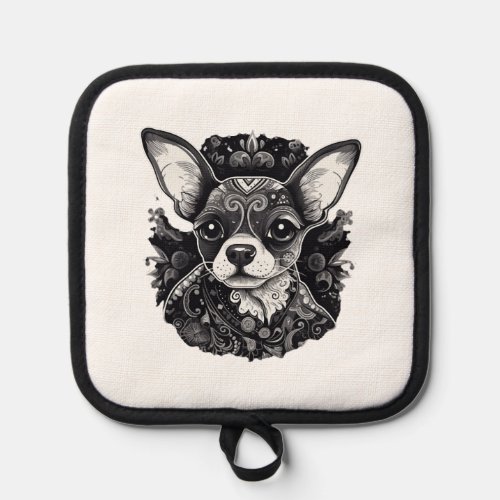 Chihuahua  Mosaic  Geometrical  Art  Dog           Pot Holder