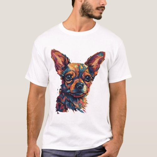 Chihuahua Mosaic Geometrical Art Dog T_Shirt
