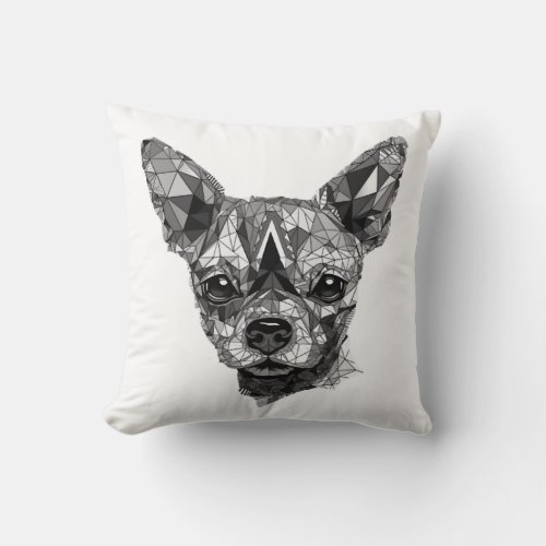 Chihuahua Mosaic Geometrical Art Dog Throw Pillow