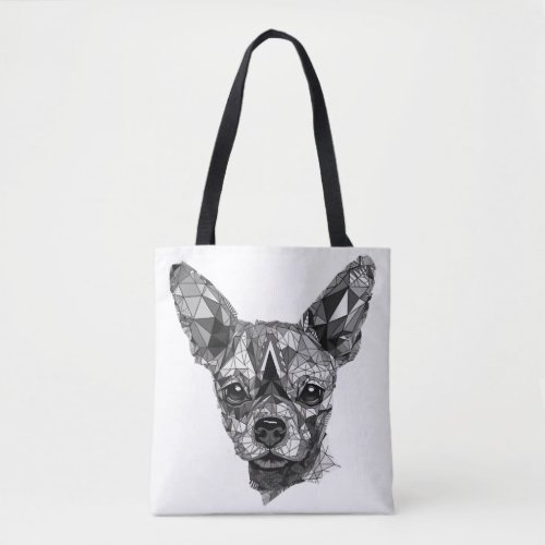 Chihuahua Mosaic Geometrical Art Dog Tote Bag