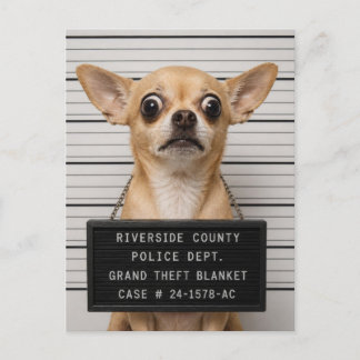Chihuahua Mugshot: Grand Theft Blanket Postcard
