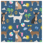 Chihuahua navy blue beach day summer fabric