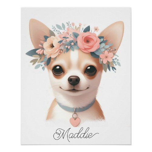 Chihuahua nursery poster with name