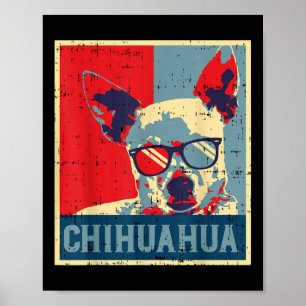Chihuahua Obama Poster Vintage Chiwawa Dog Lover O