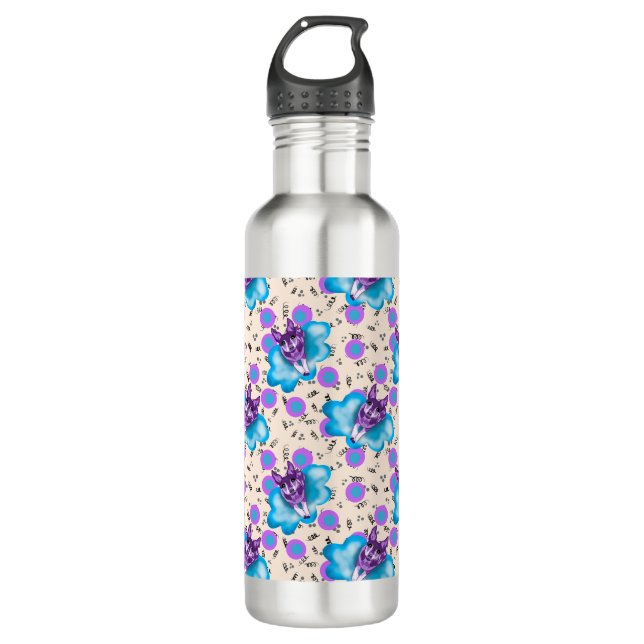 Chihuahua on a cloud stainless steel water bottle (Front)