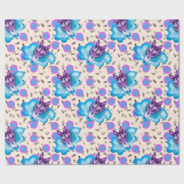 Chihuahua on a cloud wrapping paper (Flat)