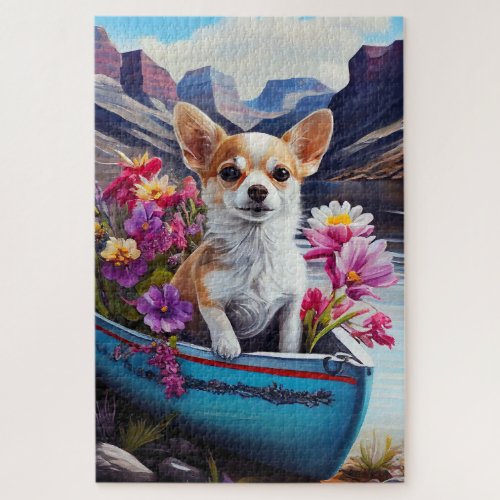 Chihuahua on a Paddle A Scenic Adventure Jigsaw Puzzle