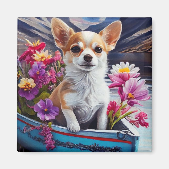 Chihuahua on a Paddle: A Scenic Adventure Magnet (Front)