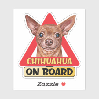 Chihuahua On Board Mexican Dog Red Traffic Sign Sticker