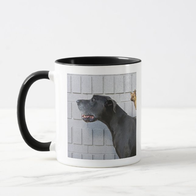 Chihuahua on Great Dane's back Mug (Left)