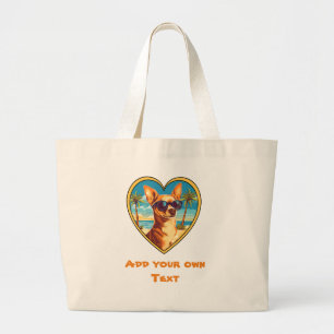 Chihuahua on the Beach Large Tote Bag