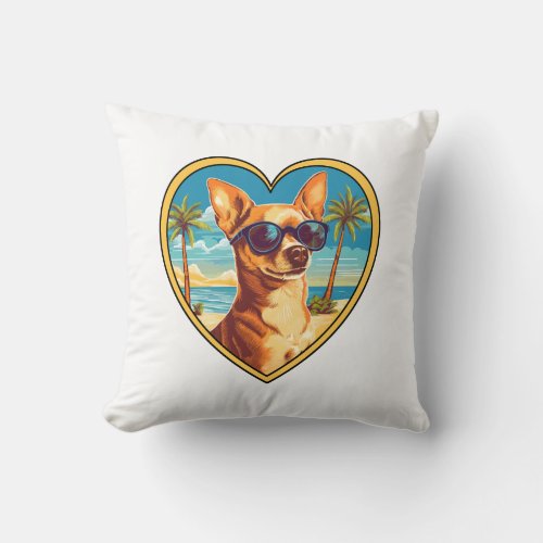 Chihuahua on the Beach Throw Pillow