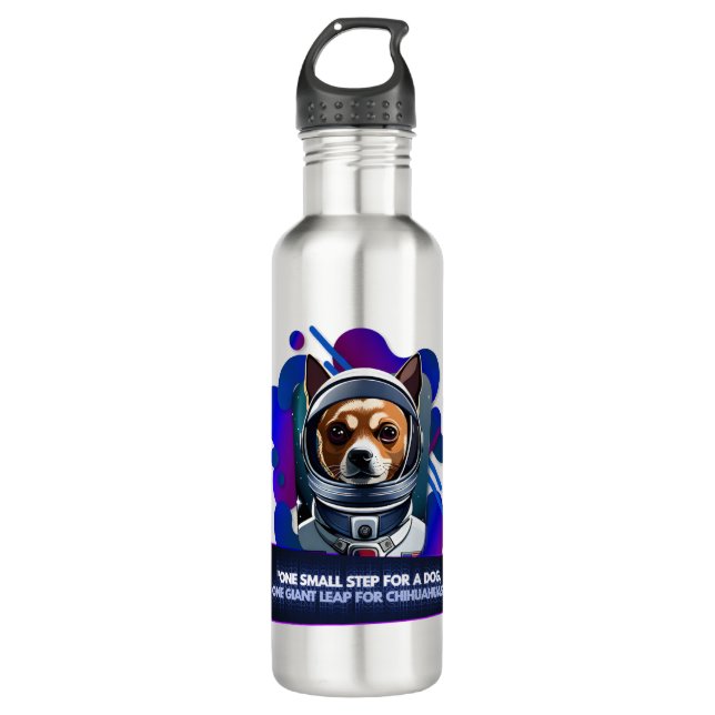 Chihuahua ¨One small step for a dog3 Stainless Steel Water Bottle (Front)