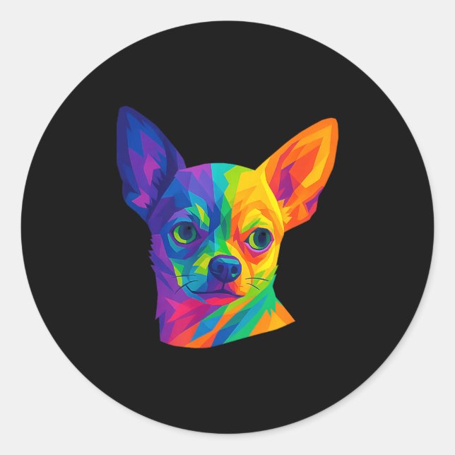 Chihuahua P Art Rtrait For Dog Owners  Classic Round Sticker (Front)