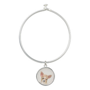 Chihuahua Painting - Cute Original Dog Art Bangle Bracelet