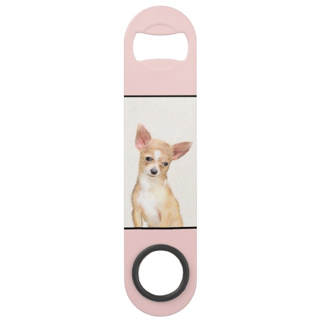 Chihuahua Painting - Cute Original Dog Art Bar Key (Front)