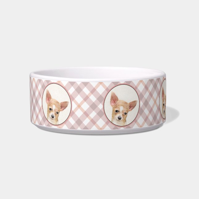 Chihuahua Painting - Cute Original Dog Art Bowl (Left)