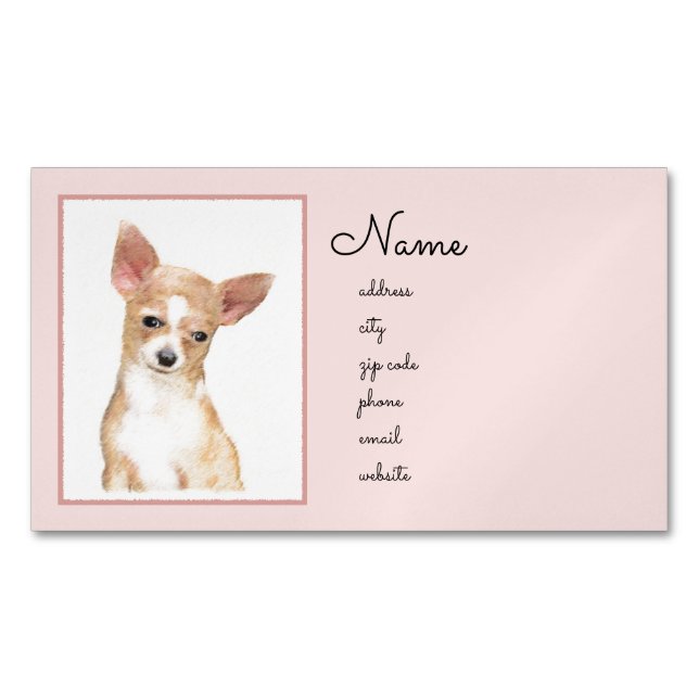 Chihuahua Painting - Cute Original Dog Art Business Card Magnet (Front)