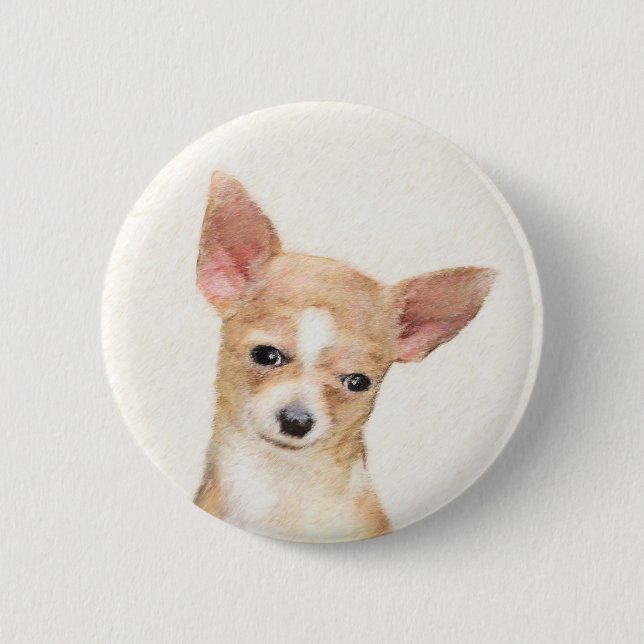 Chihuahua Painting - Cute Original Dog Art Button (Front)