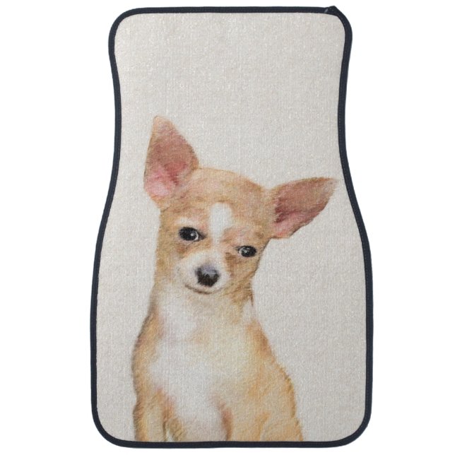 Chihuahua Painting - Cute Original Dog Art Car Floor Mat (Front)