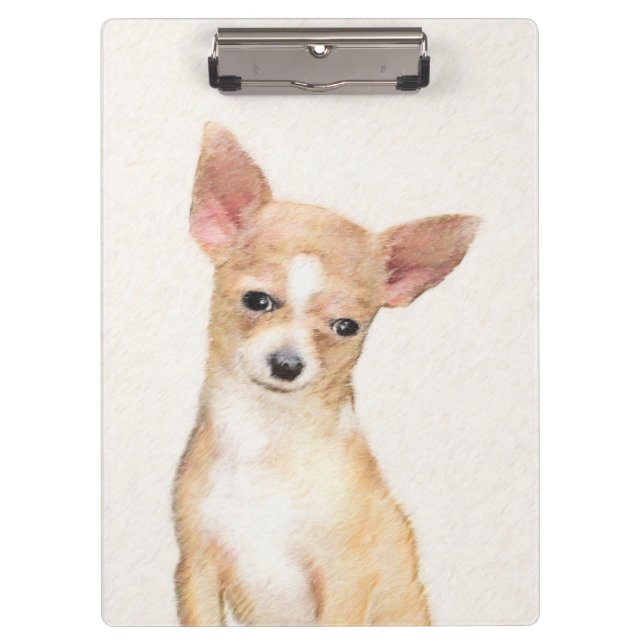 Chihuahua Painting - Cute Original Dog Art Clipboard (Front)