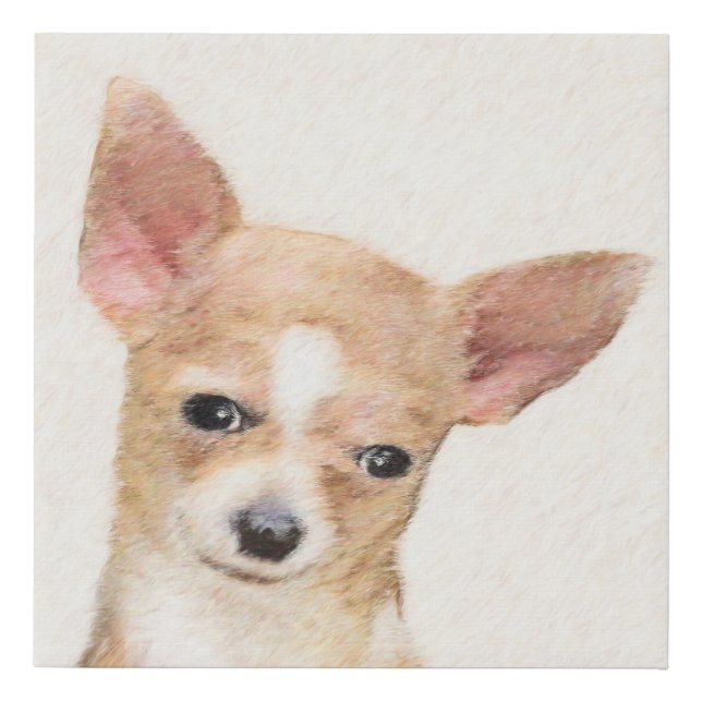 Chihuahua Painting - Cute Original Dog Art Faux Canvas Print (Front)