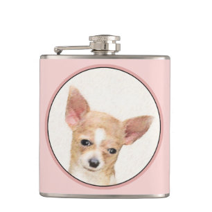 Chihuahua Painting - Cute Original Dog Art Flask
