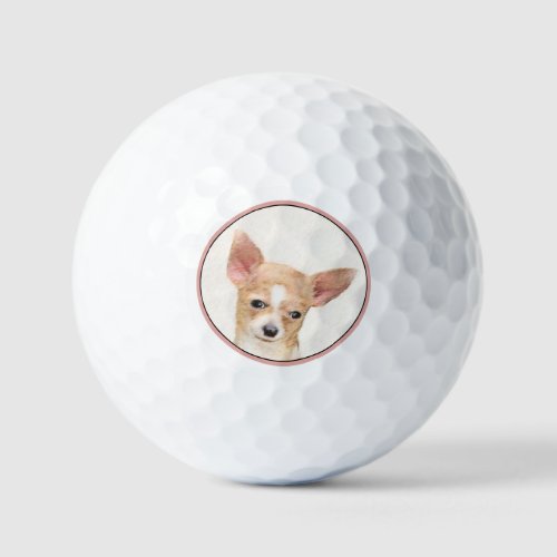 Chihuahua Painting _ Cute Original Dog Art Golf Balls