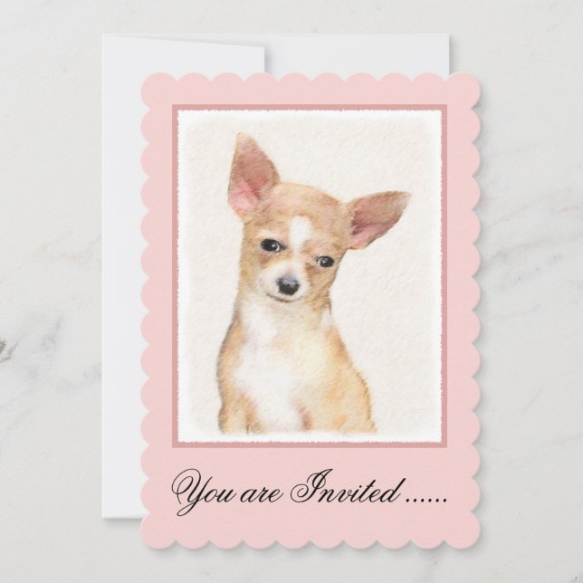 Chihuahua Painting - Cute Original Dog Art Invitation (Front)
