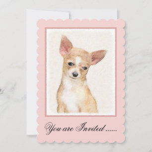 Chihuahua Painting - Cute Original Dog Art Invitation