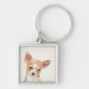 Chihuahua Painting - Cute Original Dog Art Keychain