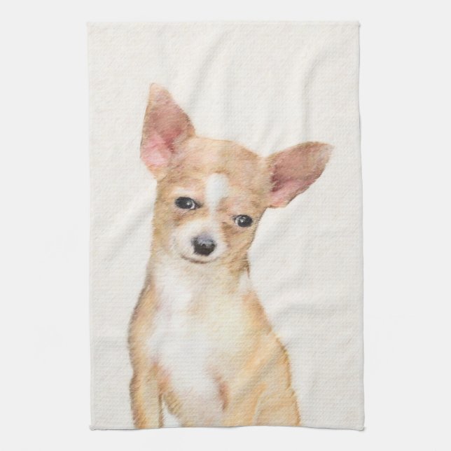 Chihuahua Painting - Cute Original Dog Art Kitchen Towel (Vertical)