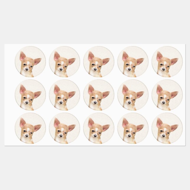 Chihuahua Painting - Cute Original Dog Art Labels (Sheet)