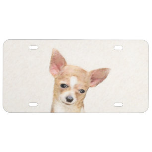 Chihuahua Painting - Cute Original Dog Art License Plate