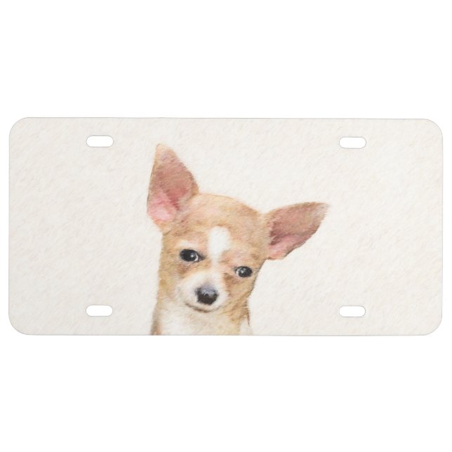 Chihuahua Painting - Cute Original Dog Art License Plate (Front)
