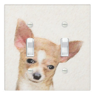 Chihuahua Painting - Cute Original Dog Art Light Switch Cover